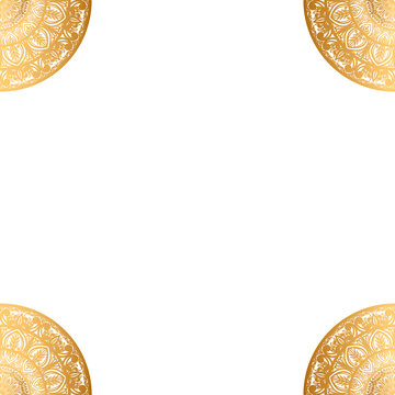 Gold vintage ornamental frame and border design with ethnic pattern.