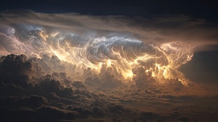 Powerful lightning storm clouds
