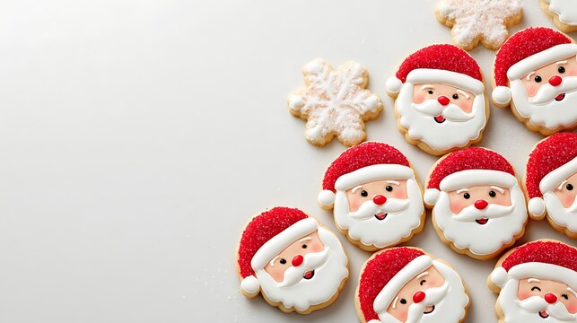 santa claus and christmas cookies arrangements isolated on the white background - Powered by Adobe