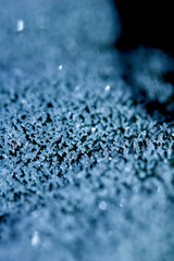 Abstract Frosty Ice Background in Blue natureal frost