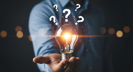 A hand holding communication icons representing technical support in dark background