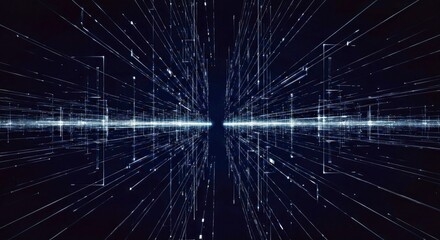 Obraz premium Futuristic Data Stream Visualization with Glowing Geometric Patterns