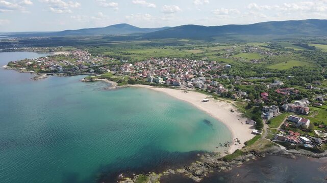 Aerial view of Black sea coast near village of Lozenets, Burgas Region, Bulgaria 