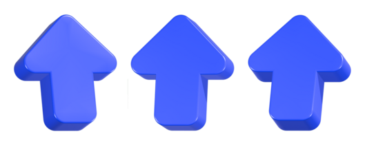 up arrow 3d rendering icon in blue color