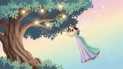 Whimsical Winter Wonderland Vector A Christmas Fairy's Enchanted Forest Scene