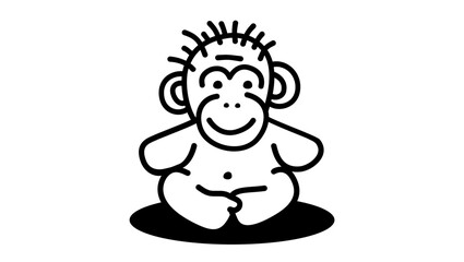 monkey toy symbol, black isolated silhouette