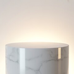 Showcase your product with this stunning marble pedestal platform on a soft illuminated backdrop perfect for cosmetics, jewelry, or any luxury goods display elegantly