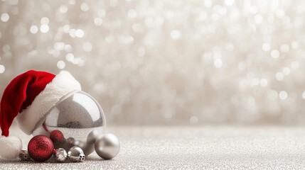 Christmas Celebration Scene with Glitter Disco Ball and Santa Hat