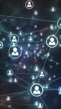 Network of interconnected people icons symbolizing teamwork and collaboration, great for social media, teamwork concepts, and business presentations.