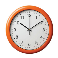 Orange framed analog wall clock showing 10:10 on white background vector illustration