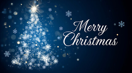 Elegant Merry Christmas greeting with snowflake tree