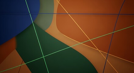 Abstract Geometric Pattern with Overlapping Shapes and Lines.