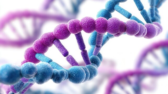 Dna strands forming double helix structure, representing genetic code, research, and science concept - Powered by Adobe