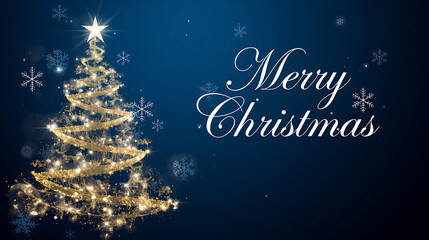 Elegant Merry Christmas greeting with festive tree