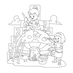 Cute cartoon hand drawn vector math of counting 1 to 100 cover page outline.