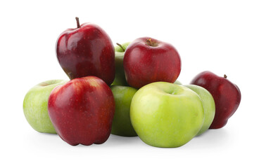 Red and green ripe apples isolated on white