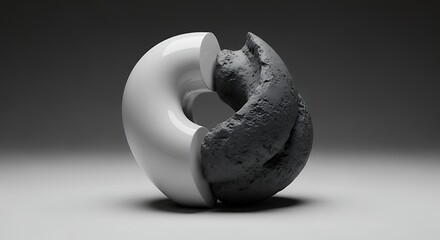 Abstract Yin and Yang Sculpture in Black and White.