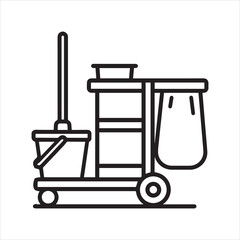 Janitor cart outline icon vector