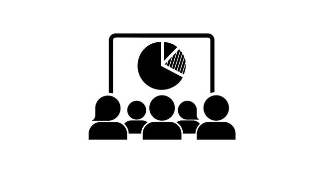 Office meeting with presentation 2d motion isolated transparent background