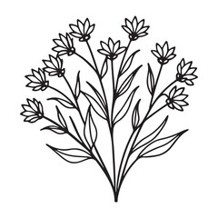 Fototapeta premium Wildflower cluster silhouette vector icon
