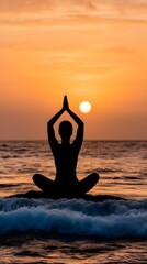 Serene Sunset Yoga by the Ocean