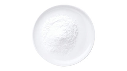 Cornstarch on a white plate isolated on a white background with soft shadows. Generative AI