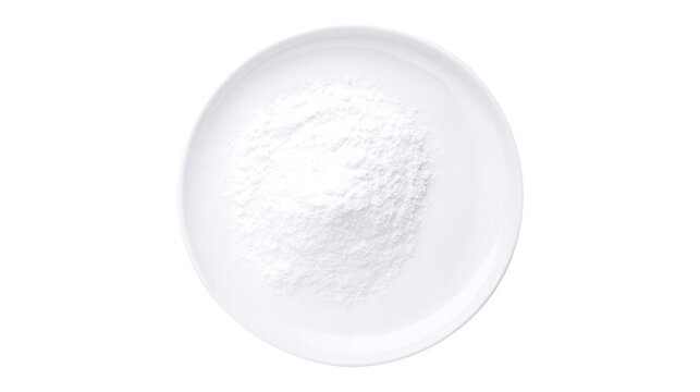 Cornstarch on a white plate isolated on a white background with soft shadows. Generative AI