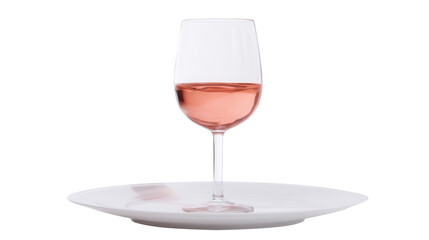 Dry rose wine in a glass on a clean white plate transparent background. Generative AI