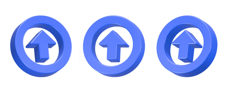 up arrow 3d rendering icon blue button