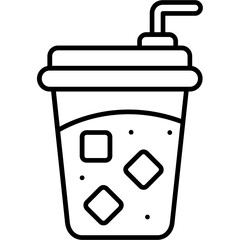 Iced Coffee Outline Icon