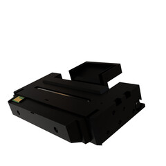 3D-rendered black ink cartridge created in Blender and designed as an original model. The image shows a clean, suitable for use in printing-related designs, technology illustrations, product mockups