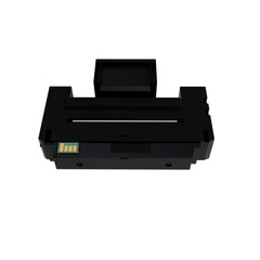 3D-rendered black ink cartridge created in Blender and designed as an original model. The image shows a clean, suitable for use in printing-related designs, technology illustrations, product mockups