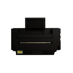 3D-rendered black ink cartridge created in Blender and designed as an original model. The image shows a clean, suitable for use in printing-related designs, technology illustrations, product mockups