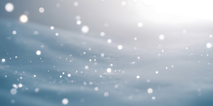 Ethereal winter wonderland background with sparkling bokeh lights and soft blue gradient - Powered by Adobe