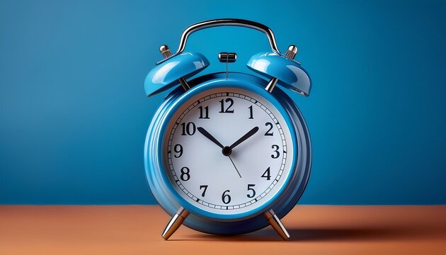 Retro Blue Alarm Clock Time Management Deadlines and Punctuality Concepts - Powered by Adobe