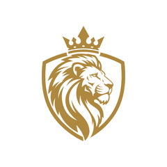 Royal Lion Crest Logo – Crowned Lion Emblem Vector Design