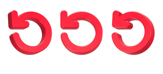 3d rendering icon reload in red color