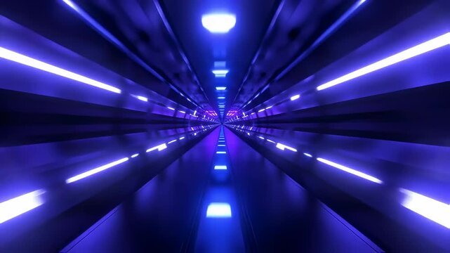 Abstract futuristic corridor with neon lights, suitable for technology and science fiction themes