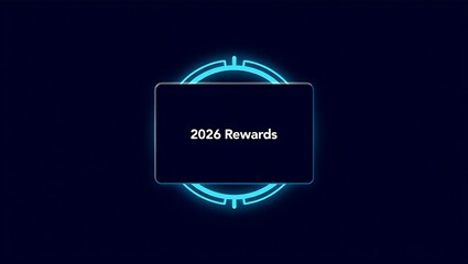 Futuristic neon frame with 2026 text on dark background