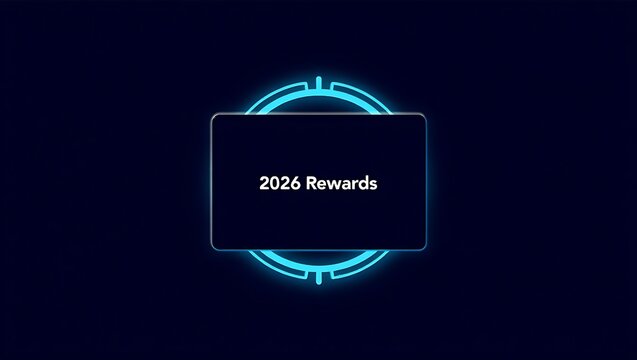 Futuristic neon frame with 2026 text on dark background