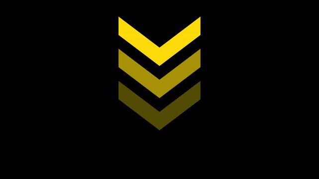 4K Animated Down Directional Arrows Loop. Yellow Chevron Swipe Overlay Animation for Business and Investment Concepts