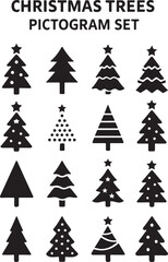 Obraz premium set of Christmas trees pictogram silhouette vector illustration