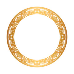 Luxury golden circle frame with vintage mandala gold circular pattern	