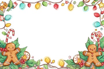 Fototapeta premium Festive gingerbread holiday border.