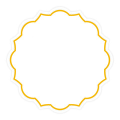 Elegant white ornamental round label &ndash; A refined white ornamental round label with a gold outline, perfect for premium text placement, luxury branding, Islamic layouts, and elegant product packaging.