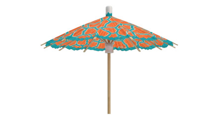Isolated paper parasol with orange pattern and teal trim for summer tropical drinks garnish © Friedrich