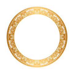 Golden mandala circle frame border