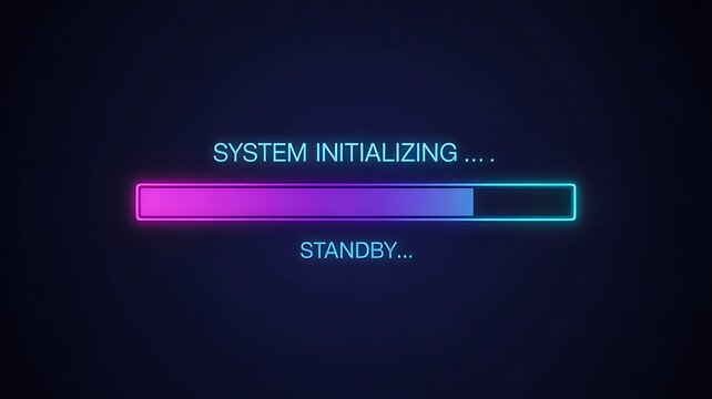 System initializing screen with digital loading progress bar
