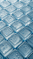 Ice cubes, detailed with visible water droplets on the surface, giving realistic and refreshing appearance.