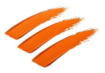 Isolated orange paint strokes for graphic design, makeup texture on a transparent base